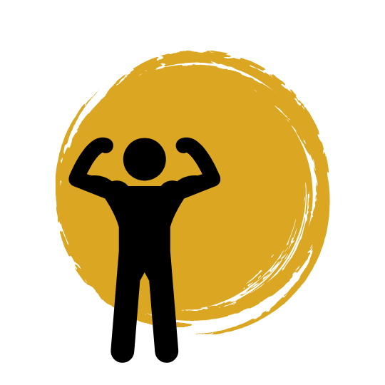 stick figure of muscular person