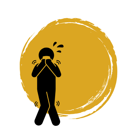 stick figure sweating shaking, and biting their nails