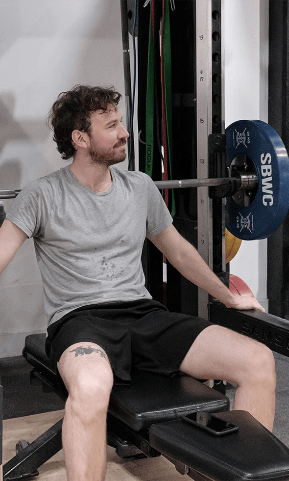 man training chest at South Brooklyn Weightlifting Club